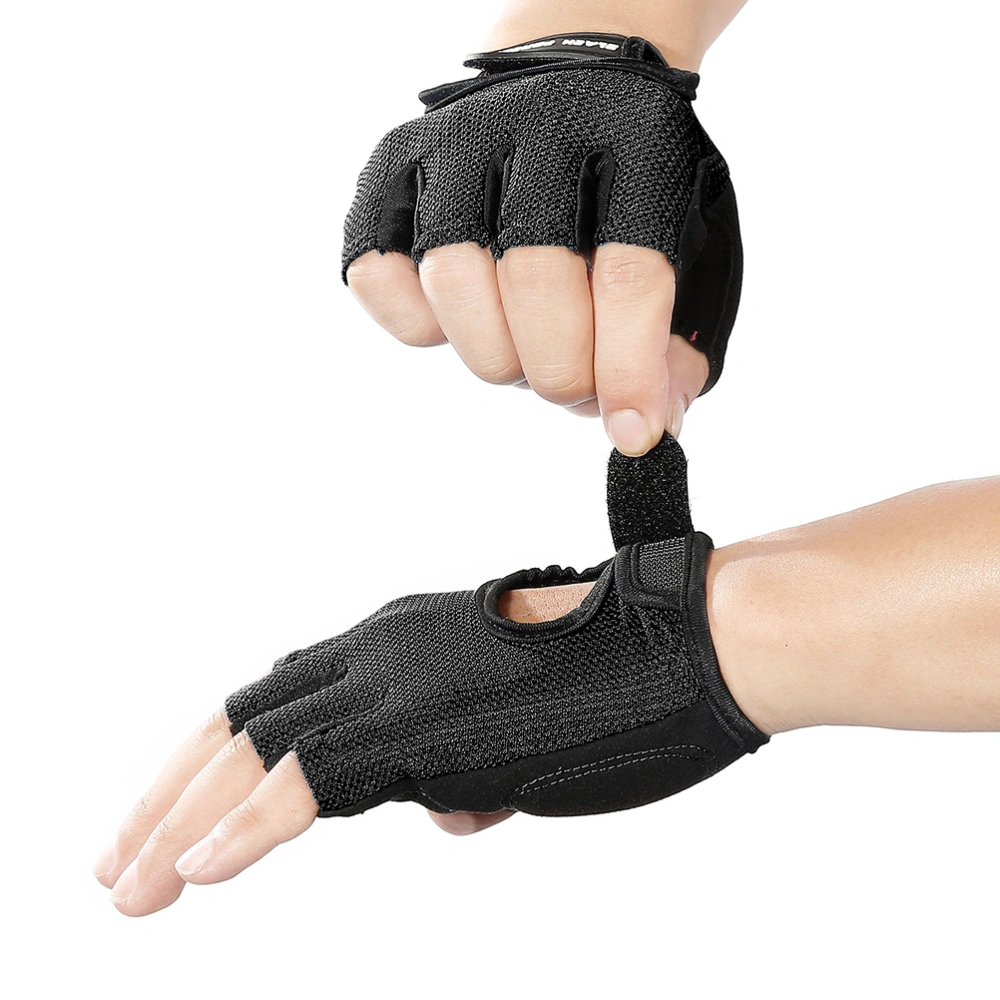 Men and Women Gym Half Finger Gloves Sports Fitness Exercise Training Wrist Anti-slip Resistance Weightlifting Gloves(Black, S)