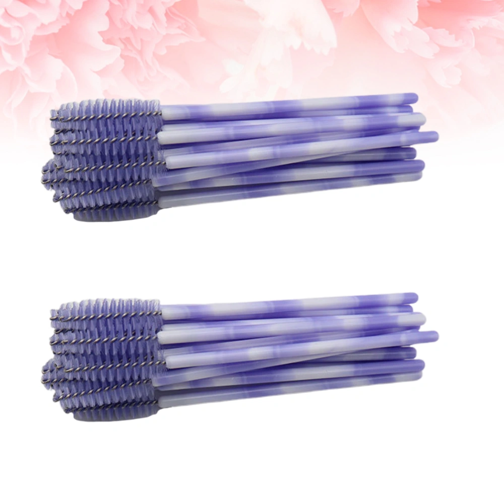 100pcs Nylon Eyelash Mascara Brushes Wands Applicator Eyebrow Brush Makeup Tool (Lavender)