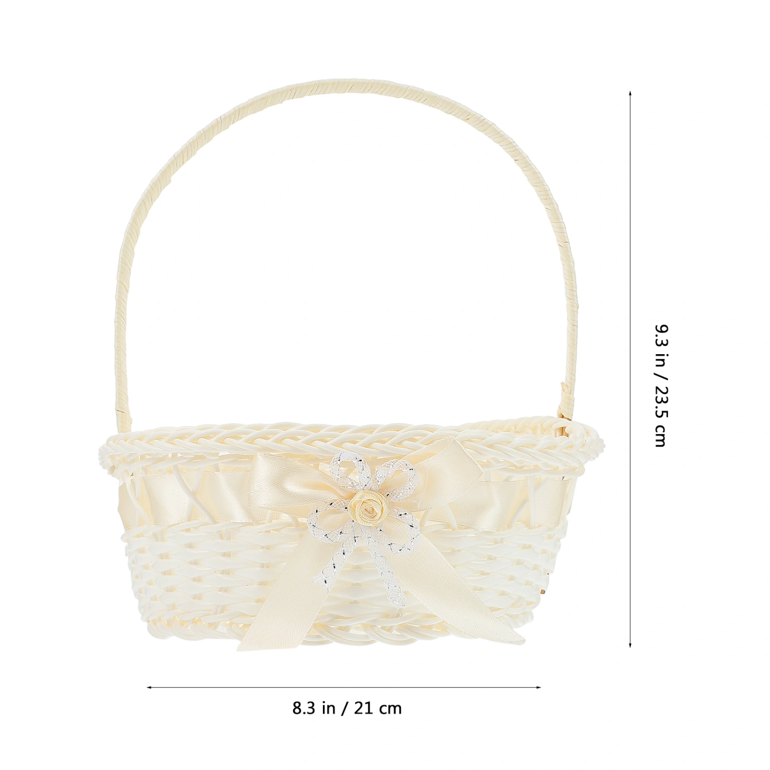 Plastic Wicker Flower Basket Handle Picnic Basket Fruit Basket Woven Hand Basket