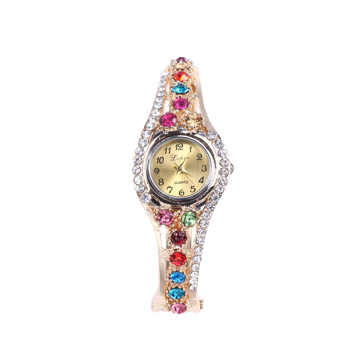 Female Watch Luxury Fashion Diamond Quartz Watch Exquisite Bracelet Watch for Women (Colorful)
