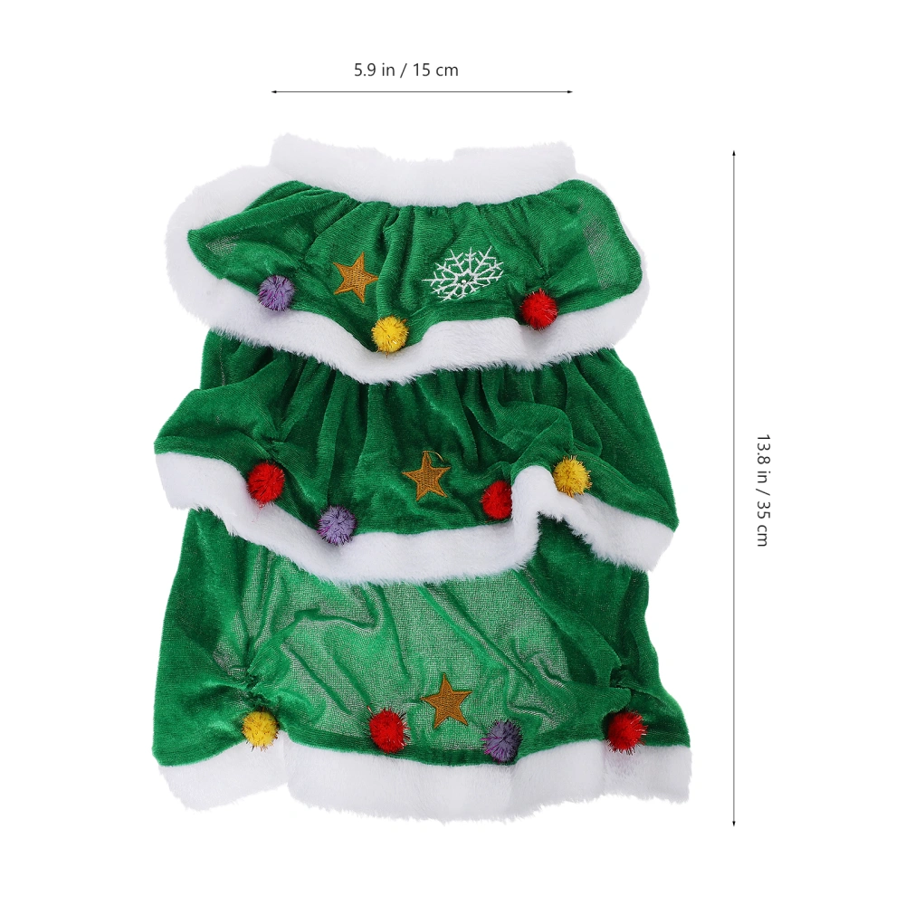 Christmas Tree Shaped Dog Costume Pet Winter Clothes Creative Warm Christmas Puppy Dress for Party (Green-L-35CM)