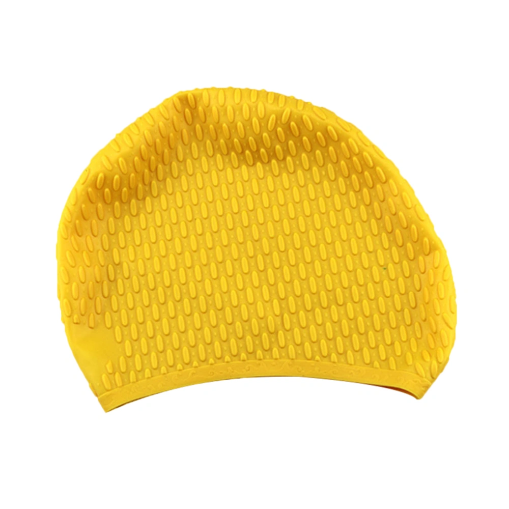 Useful Silicone Swimming Practical Waterproof Swim Pool Hat Long Hair Ear Protection Swim Caps for Women Female (Yellow)