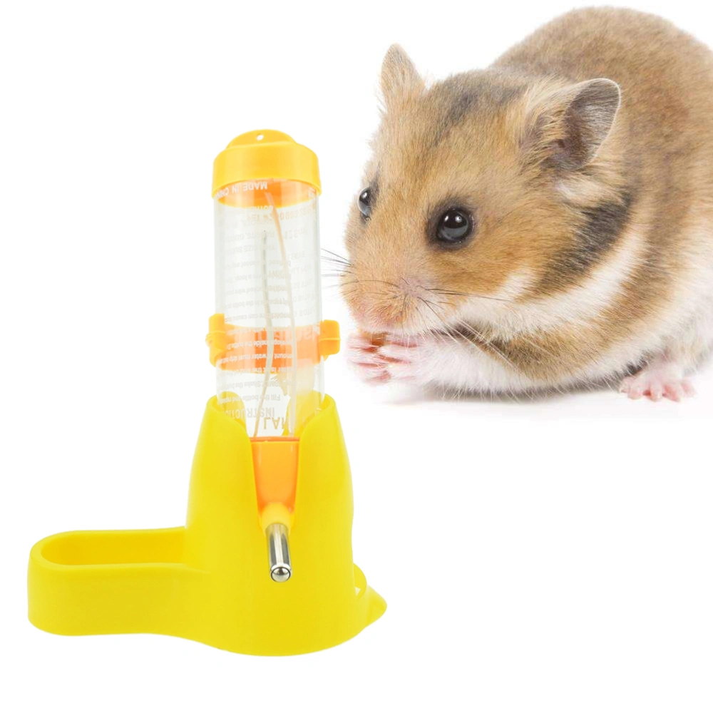 125ML Pet Dispenser with Base Hut Small Pet Nest Hamster Water Bottle Holder (Yellow)