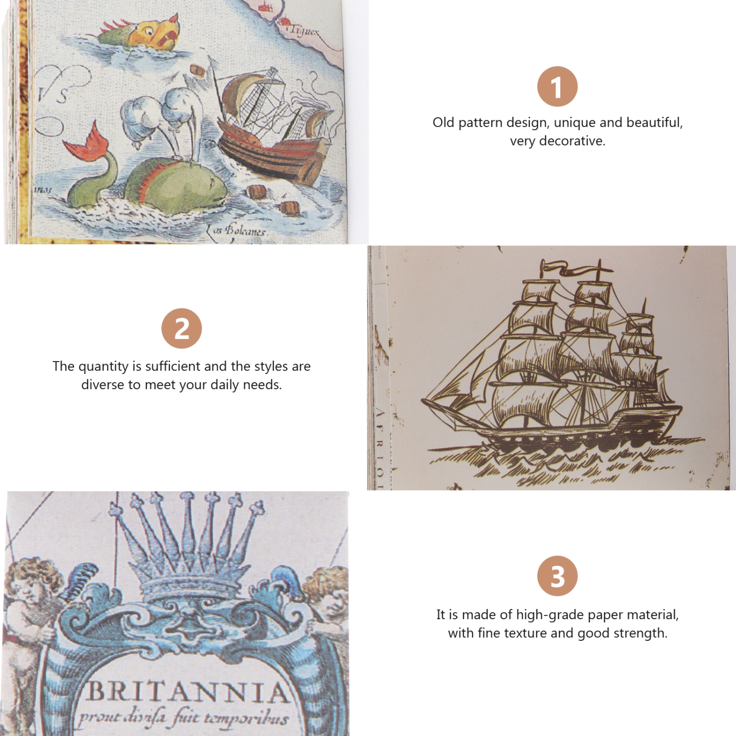 1 Set Vintage Material Paper Handbook Paper DIY Scrapbooking Base Paper