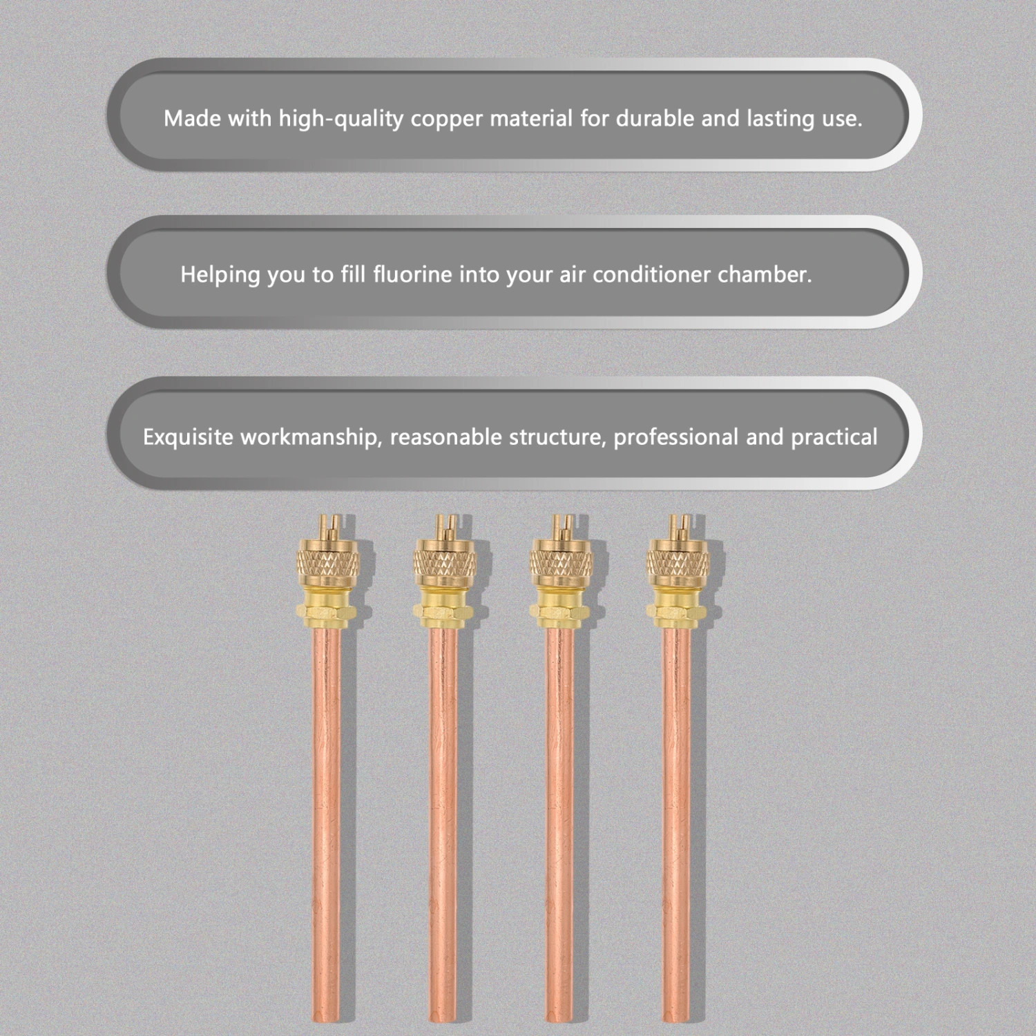 4PCS Service Access Valves 10.4cm Long Copper Air Conditioner Service Valves
