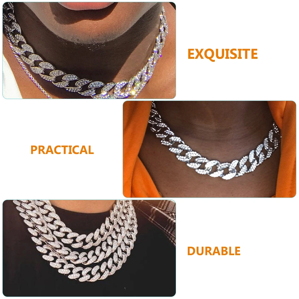 Mens Necklace Cuban Neck Chain Male Hip-hop Style Necklace Alloy Neck Jewelry