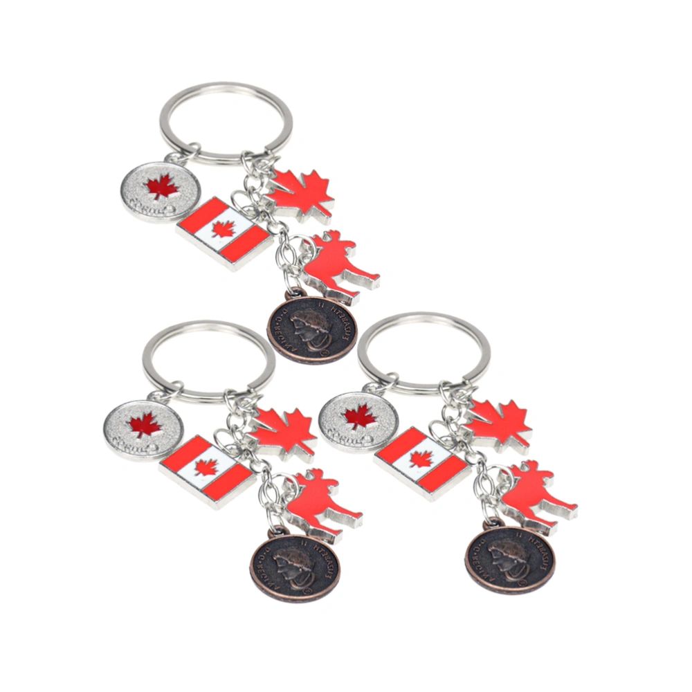 3PCS Canadian National Flag Keychains Decorative Hanging Keyrings Creative Key Holders Gift for Friends Family Colleague (B00026)