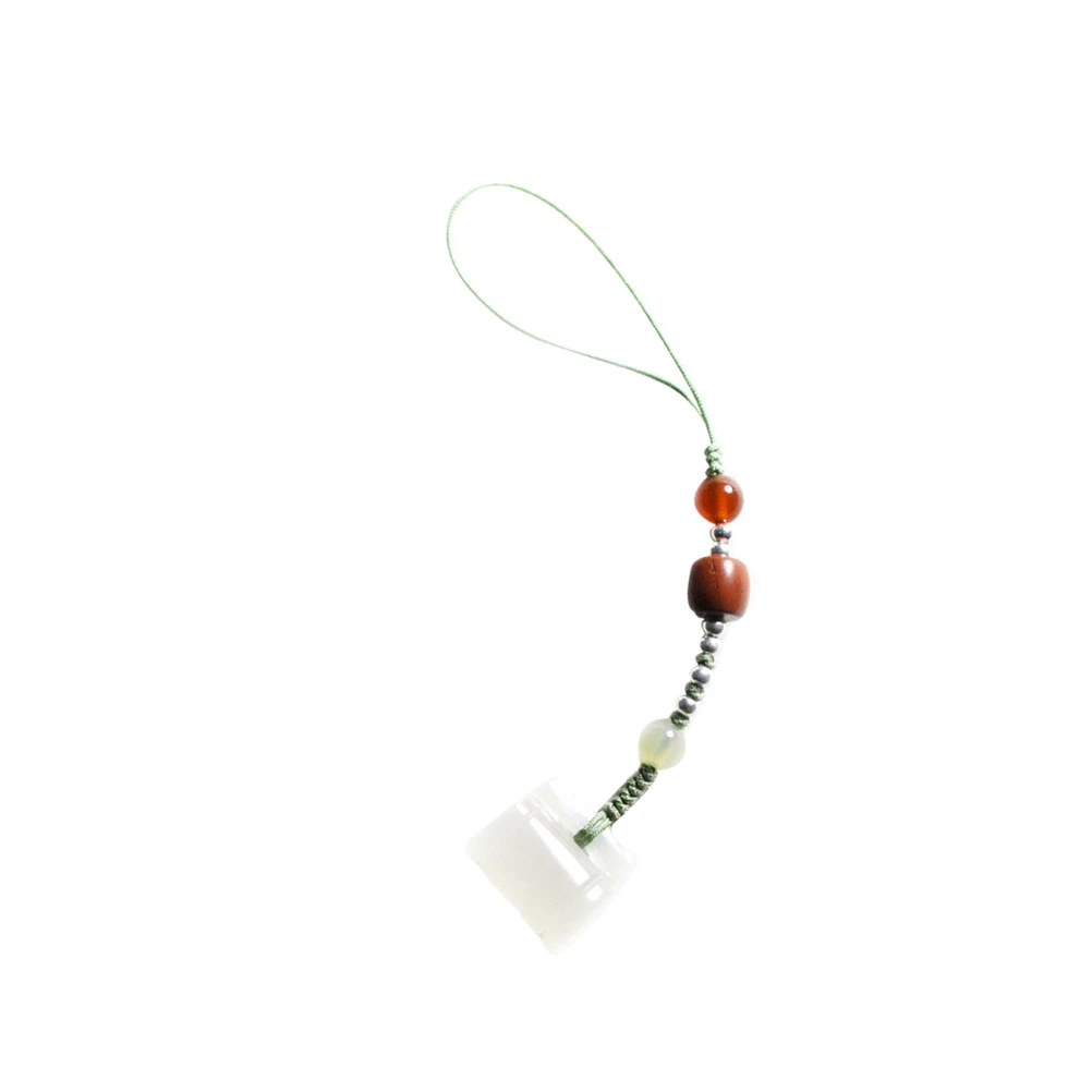 Natural White Chalcedony Lanyards Cellphone Hanging Chain Detachable Phone Rope