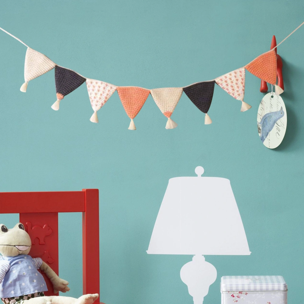 Triangle Pennant Flags Banner Cotton Crochet Bunting Garland Decoration for Birthday Baby Shower Children's Room (Orange)