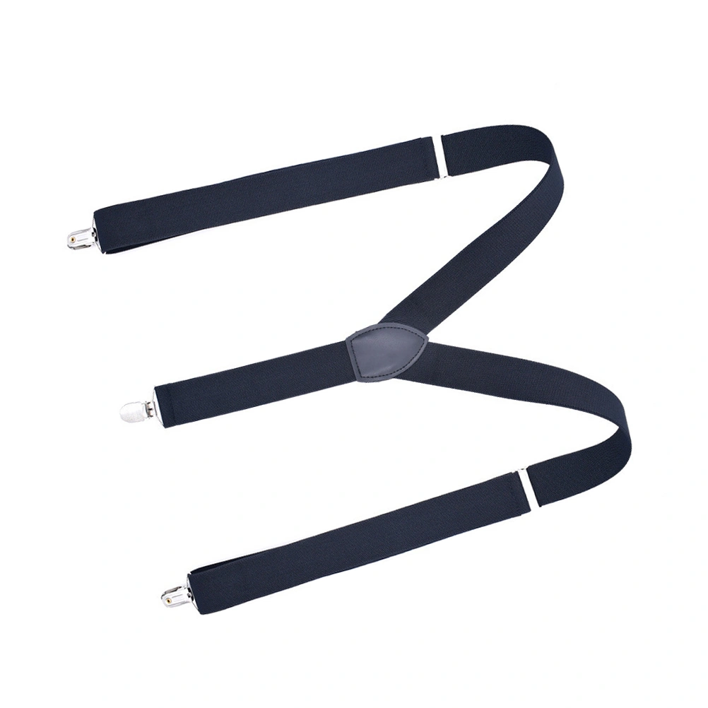 3.5cm Adjustable Elastic Suspender Fashionable Monochromatic Trousers Braces Suspender for Man Woman (Navy)