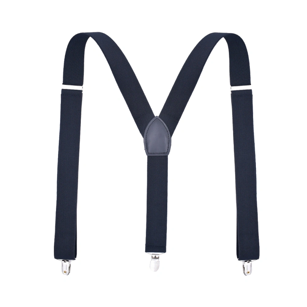 3.5cm Adjustable Elastic Suspender Fashionable Monochromatic Trousers Braces Suspender for Man Woman (Navy)