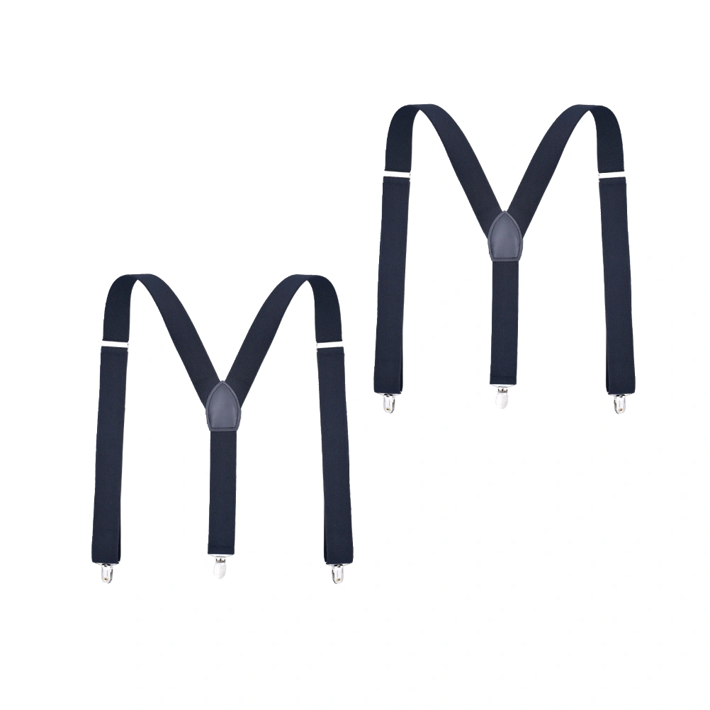 3.5cm Adjustable Elastic Suspender Fashionable Monochromatic Trousers Braces Suspender for Man Woman (Navy)