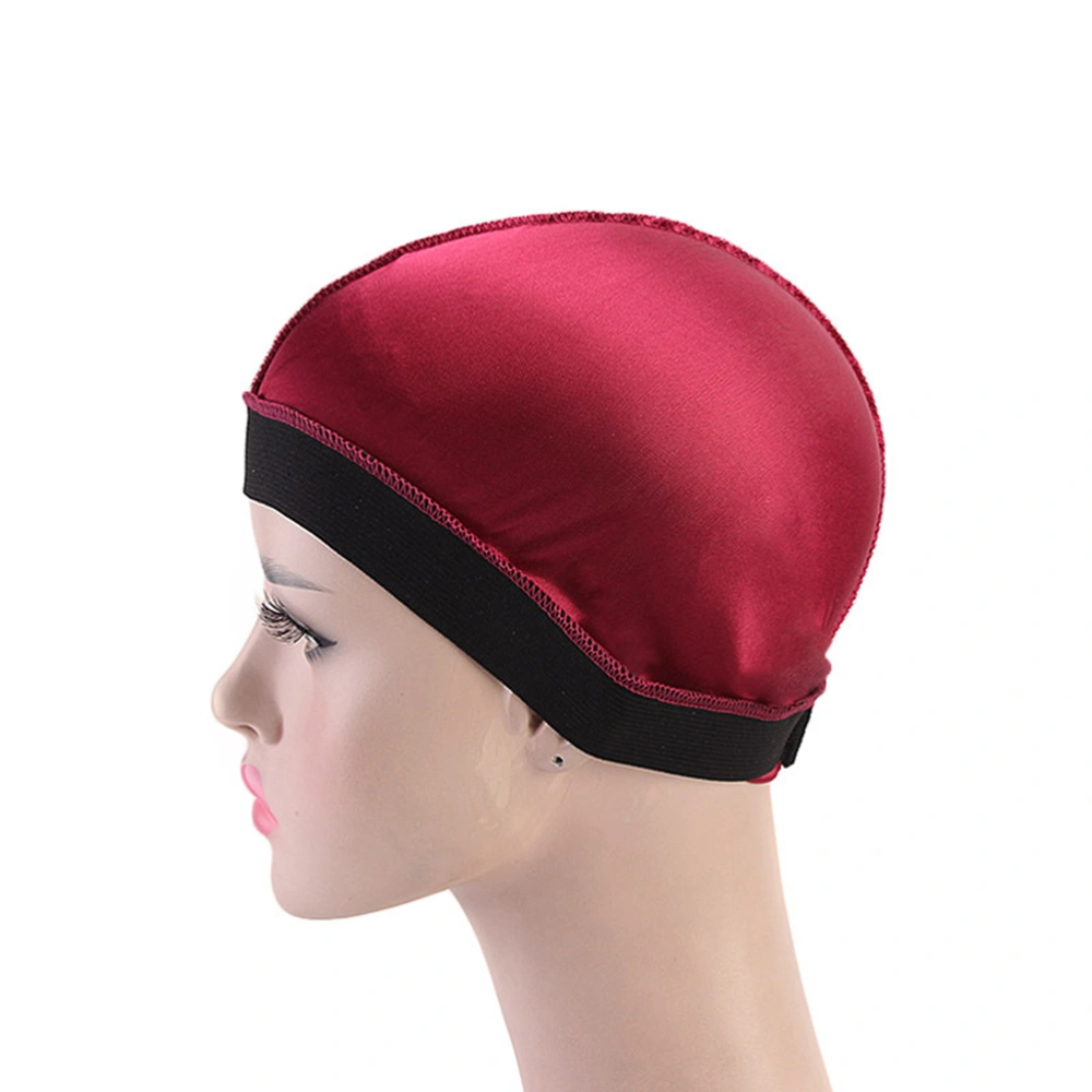 4 Pcs Imitation Silk Wide Elastic Chemotherapy Sleeping Hair Loss (Dark Red)