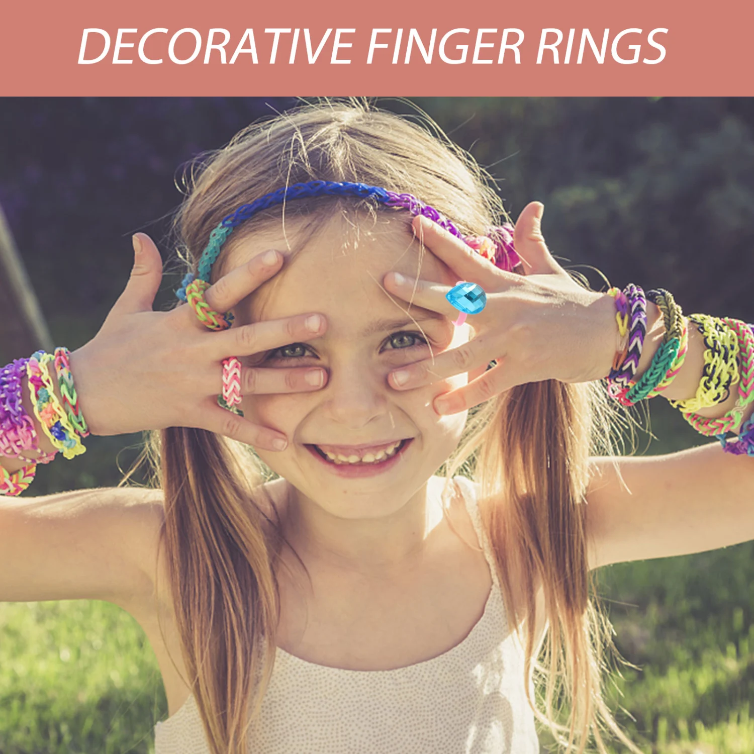 1 Set of Kids Rings Decorative Little Girls Jewelry Rings Girl Pretend Play Finger Rings Props