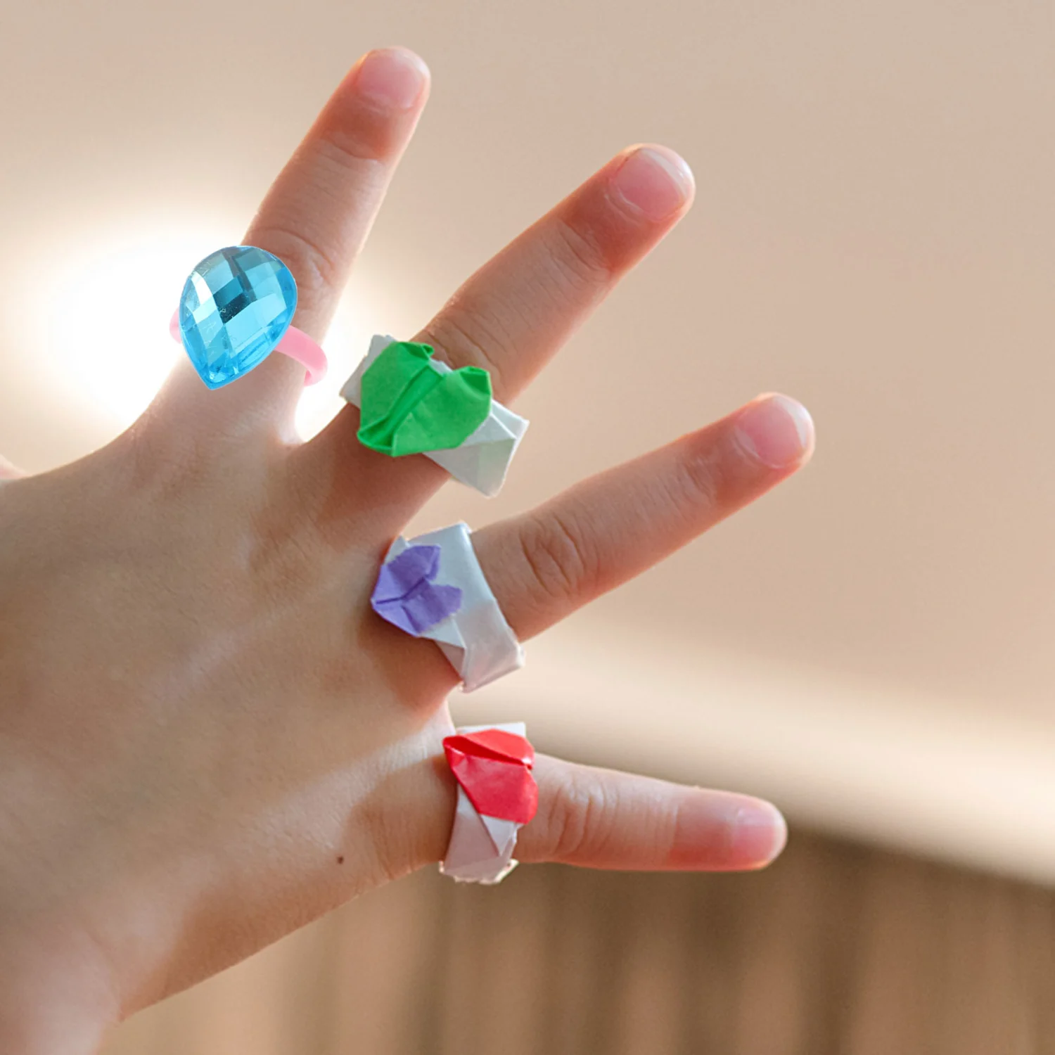 1 Set of Kids Rings Decorative Little Girls Jewelry Rings Girl Pretend Play Finger Rings Props