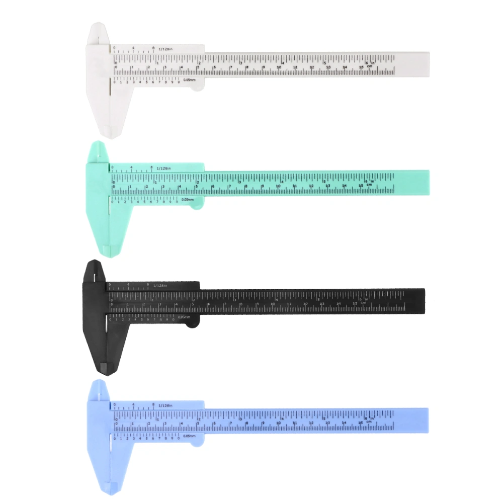 4 Pcs 150mm 0.5mm Mini Vernier Caliper Metric Plastic Portable Sliding Pocket Caliper Ruler Measuring Tool