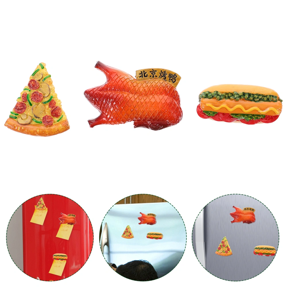 3PCS Food Pattern Refrigerator Magnets 3D Resin Fridge Magnets Kitchen Decor