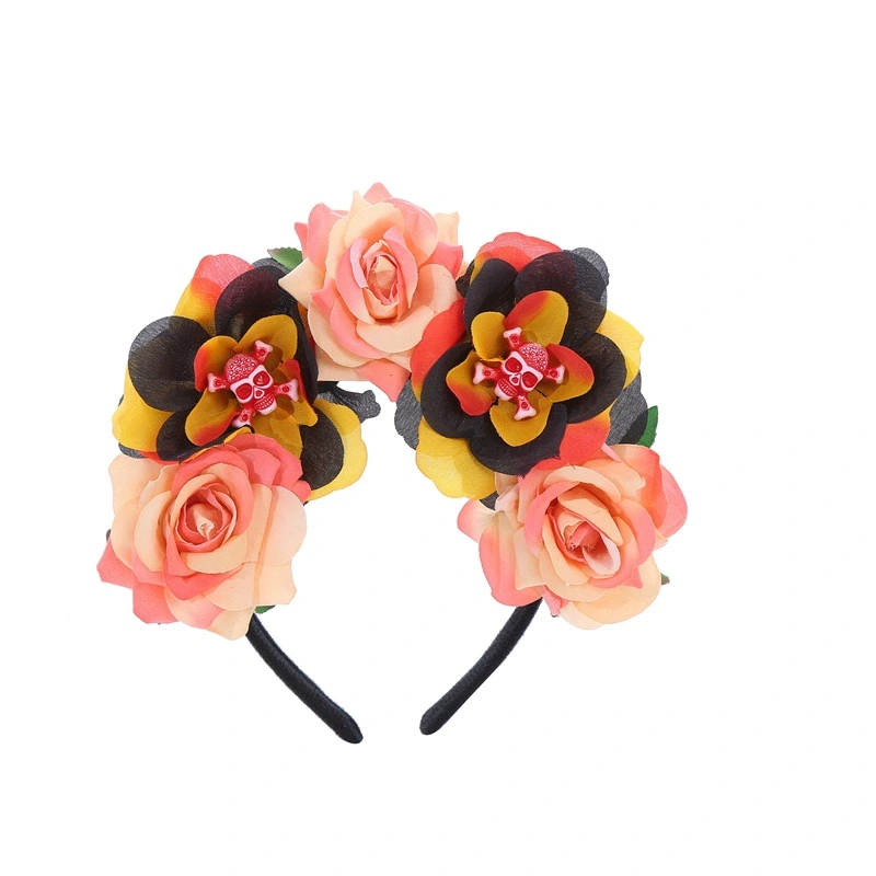 Halloween Headband Flower And Skull Decoration Photography Headwear For Adult