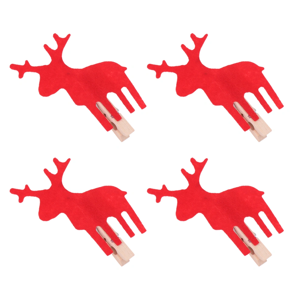 30pcs Christmas Photo Clips Paper Photo Decorative Holder Cartoon Clips DIY Photo Wall Clip (Red Elk)