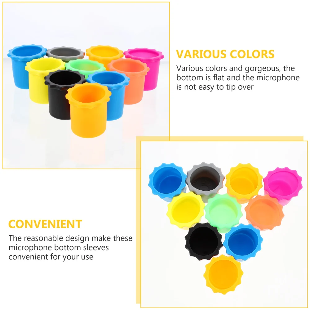 10Pcs Mic Bottom Rod Sleeve Protection Silicone Sleeve Holder (Random Color)