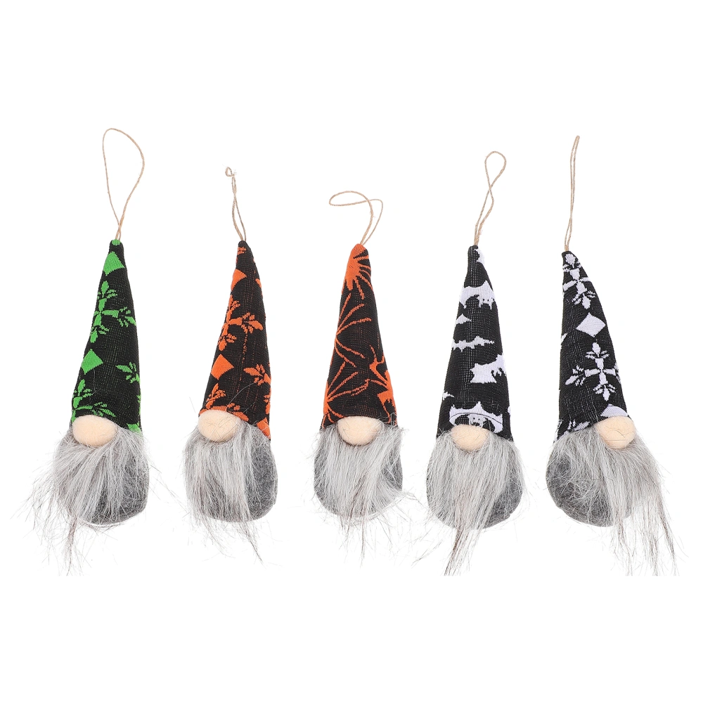 5Pcs Halloween Gnome Doll Pendants Lovely Bag Luggage Pendants (Assorted Color)