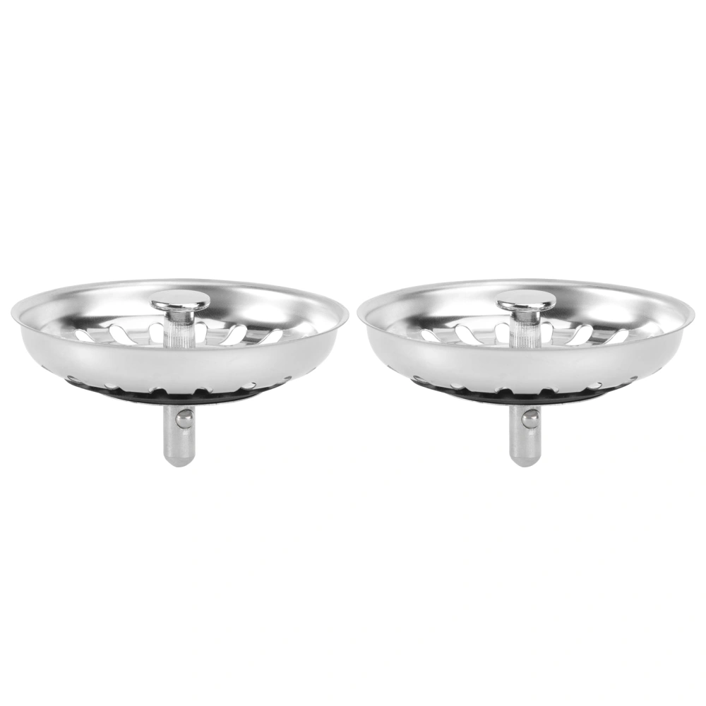 2 PCS Kitchen Sink Strainer Cover Garbage Stopper Waste Plug Sink Filter Hair Catcher Cover (Silver)