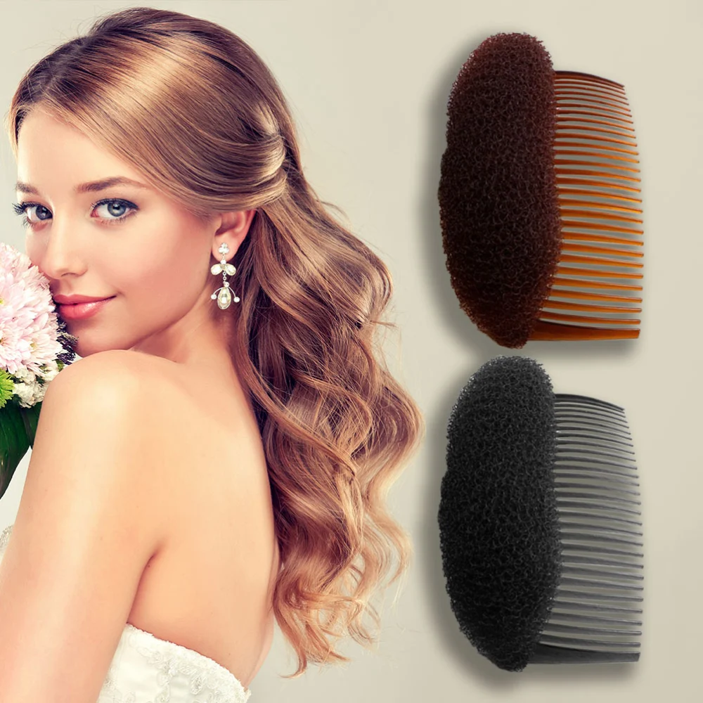 6pcs New Fashion Fork Dish Hair Salon Tools Inserted Hair Combs Fluffy Pad Hair Disk For Women (Black + Coffee)