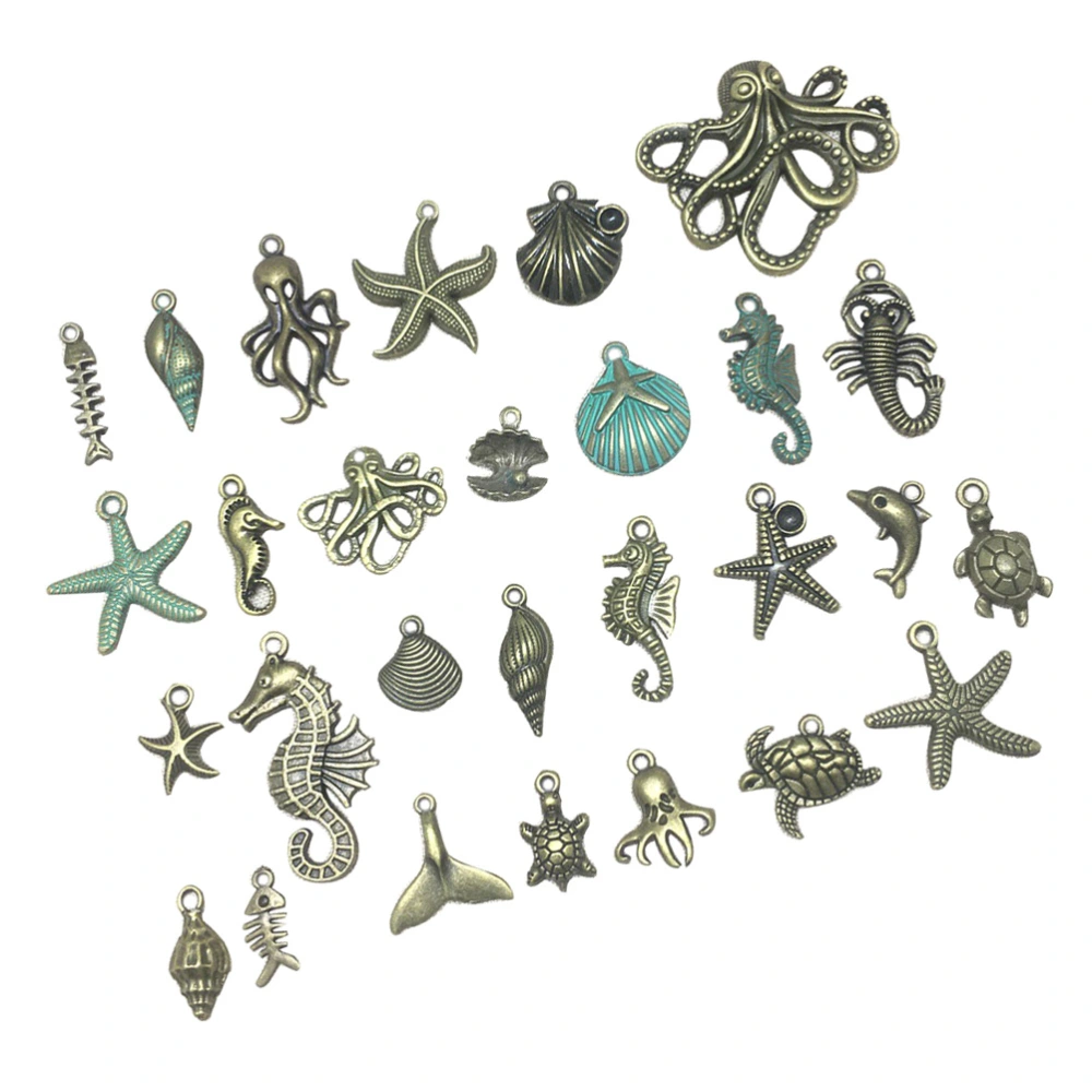 56pcs Jewelry Making Charms Mixed Smooth Marine Animal Metal Charms Pendants DIY for Necklace Bracelet Jewelry Making and Crafting (Antique Bronze)