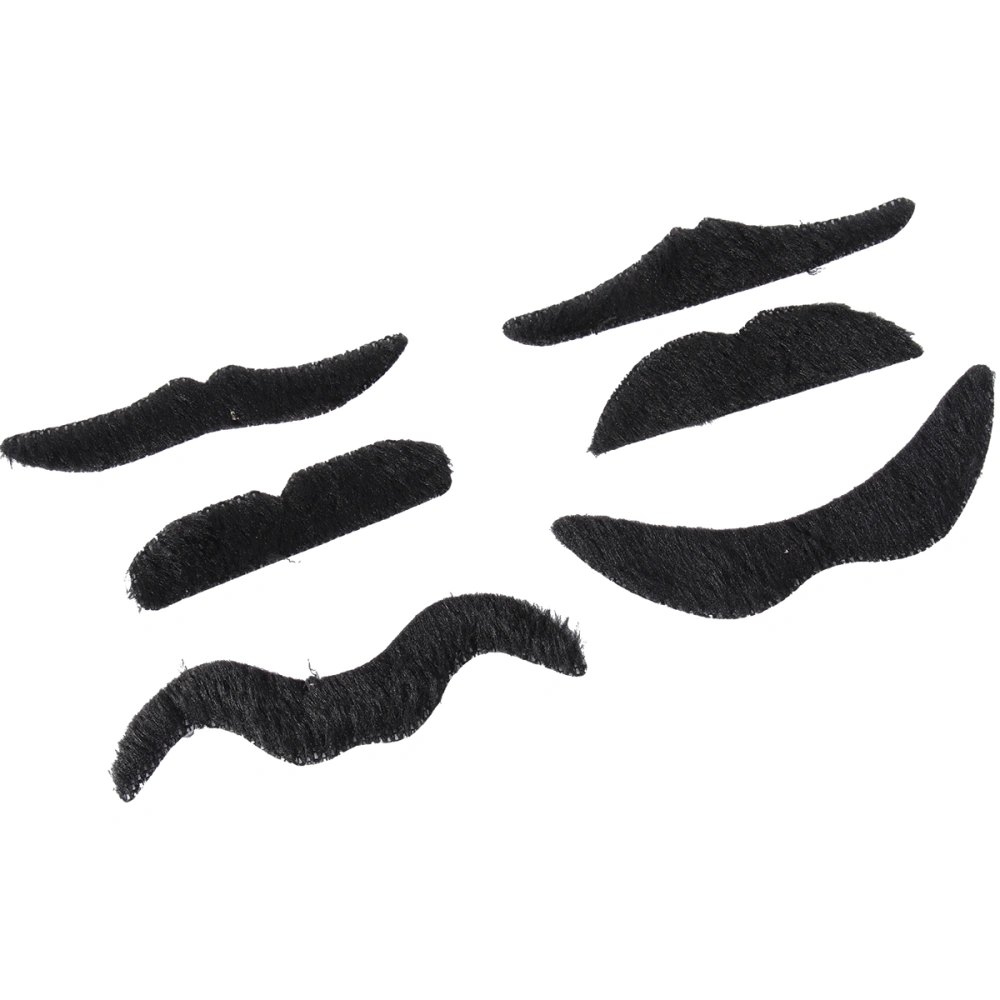 6 Pcs Fake Mustaches Self Adhesive Plush Simulation Mustaches  Party Supplies for Masquerade Party Cosplay Halloween Props