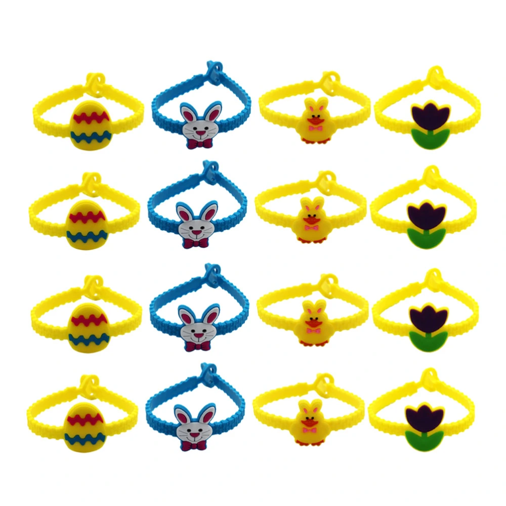 24pcs Easter Silicone Bracelet Cartoon Easter Egg Rabbit Bracelet Creative Easter Wristbands Party Favors for Kids (Random Pattern)