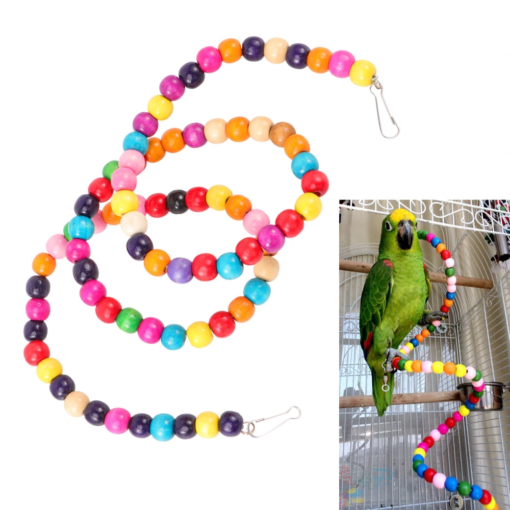 Wood Beads Bird Toys Revolving Ladder Parrot Toys Funny Rainbow Swing Exercise Toy For Parrots 100cm