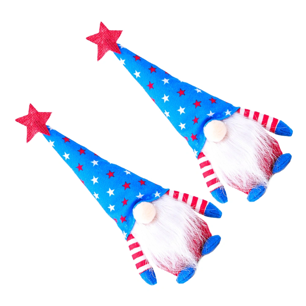 2pcs Independence Day Gnome Dolls Plush Beard Cloth Dolls Desktop Decoration