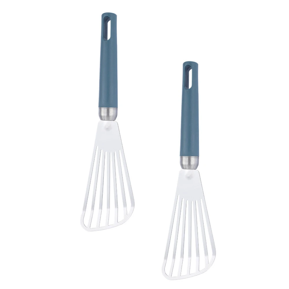 2pcs Stainless Steel Fish Shovels Fish Frying Spatulas Kitchen Gadgets (Blue)