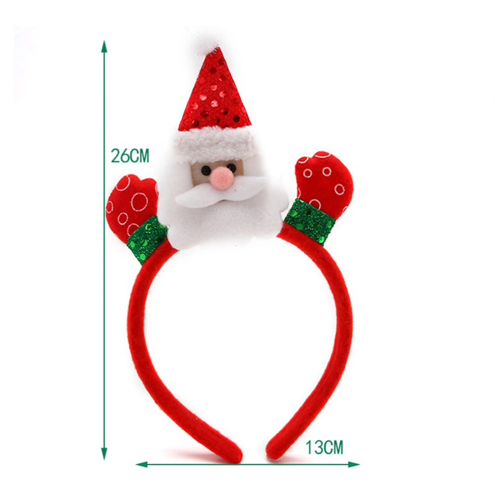 4PCS Christmas Glowing Headband Decorative Plush Sequin Hair with Light Hair Accessories for Party Children (Santa/Snowman/Elk/Bear)