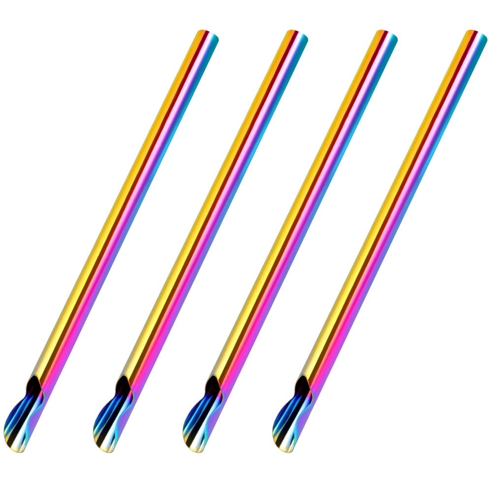 Yardwe 4pcs Reusable 304 Stainless Steel Metal Straws Creative Long Drinking Straws