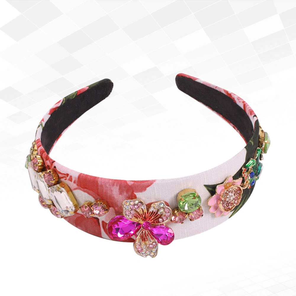 1pc Rhinestone Headband Floral Hair Unique Head Stylish Hair Accessory for Women Girls