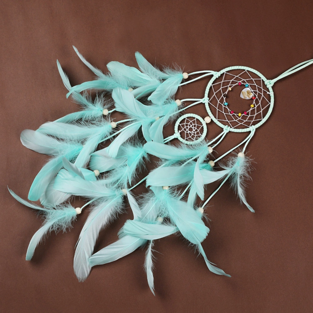 Creative Spider Web Dream Catcher Home Dream Network Decoration Pendant Car Feather Ornaments(Green Finished Product with Light)