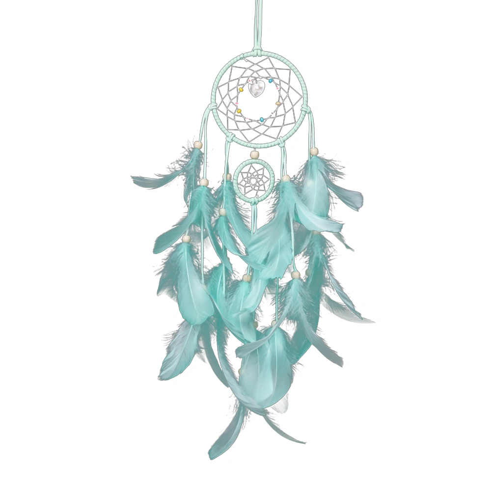 Creative Spider Web Dream Catcher Home Dream Network Decoration Pendant Car Feather Ornaments(Green Finished Product with Light)