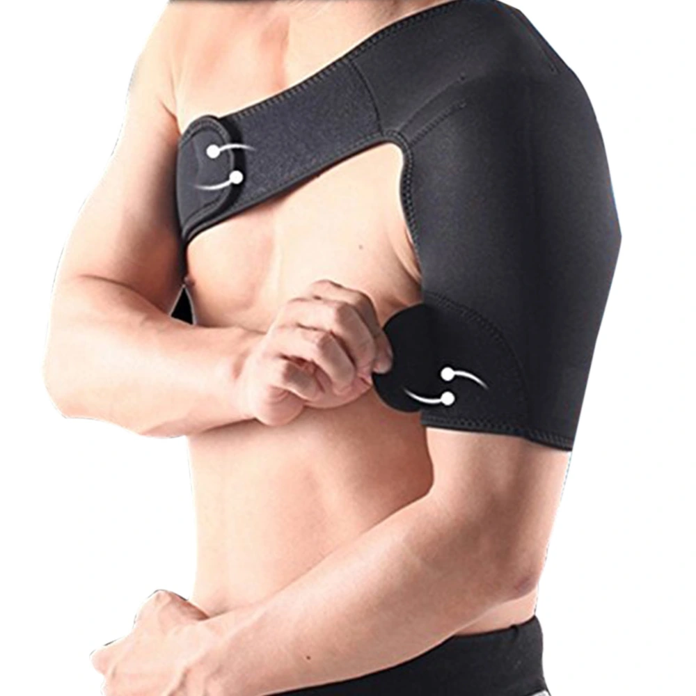 Adjustable Shoulder Support Protective Gear Shoulder Pad Belt for Sports - Left Shoulder (Black)