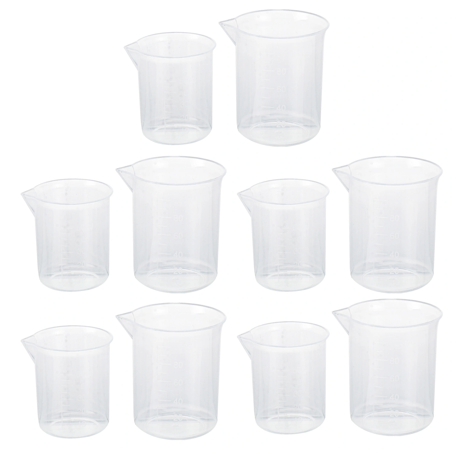 10pcs 100 ml 50ml Measuring Cups Mask Measuring Cup Set Polypropylene Beake Beaker PP Graduated Glass Plastics Laboratory Ware White