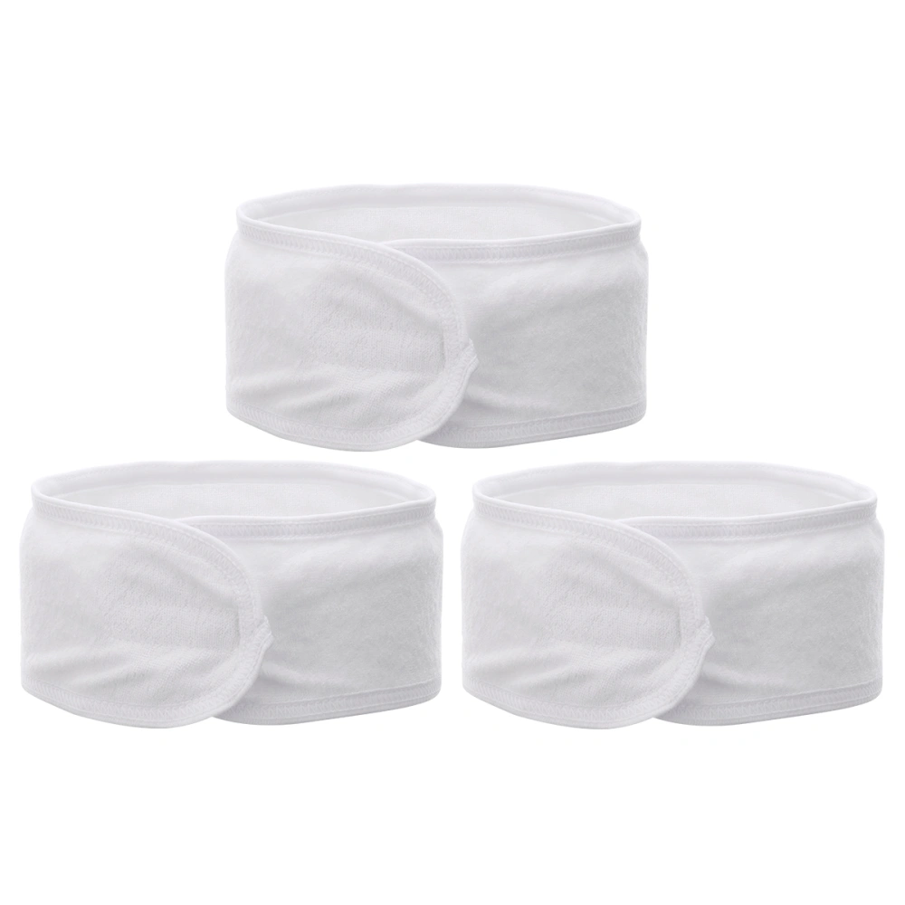 Frcolor 3pcs Self-Adhesive Spa Make up Headband Terry Cloth Headband Stretch Yoga Headband Shower Headband (White)