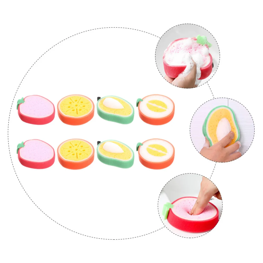 8Pcs Baby Bath Shower Sponge Assorted Fruit Shape Sponges for Baby Toddler Kids