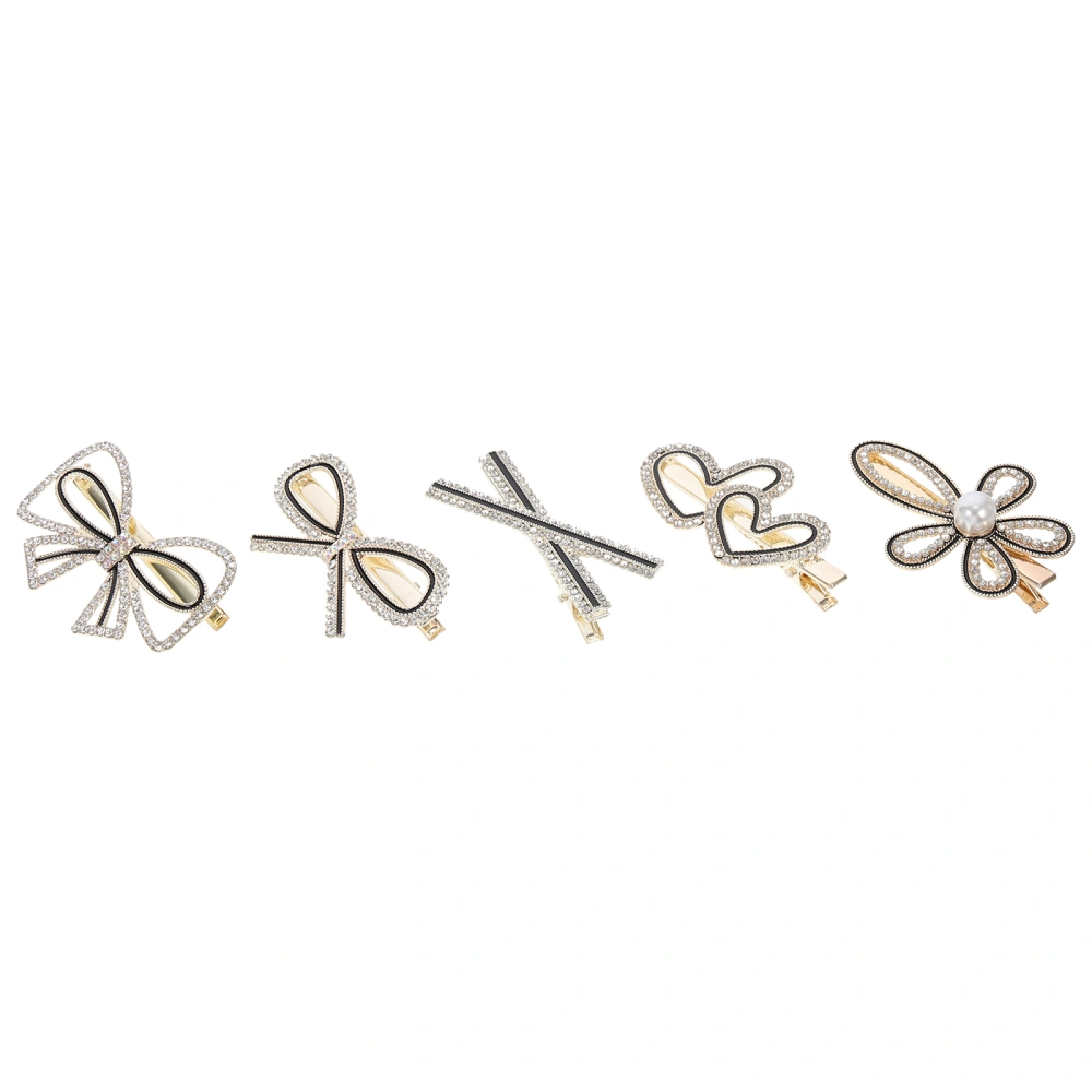 5Pcs Alloy Hair Clips Beaded Hair Clips Small Hair Pin Decorative Hair Clips for Girl (Mixed Style)