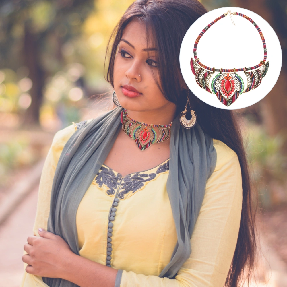 Fashion Hand Made Ethnic Choker Necklace Bib Collares Multicolor Beads Bohemia Statement Jewelry for Women Jewelry (Red)