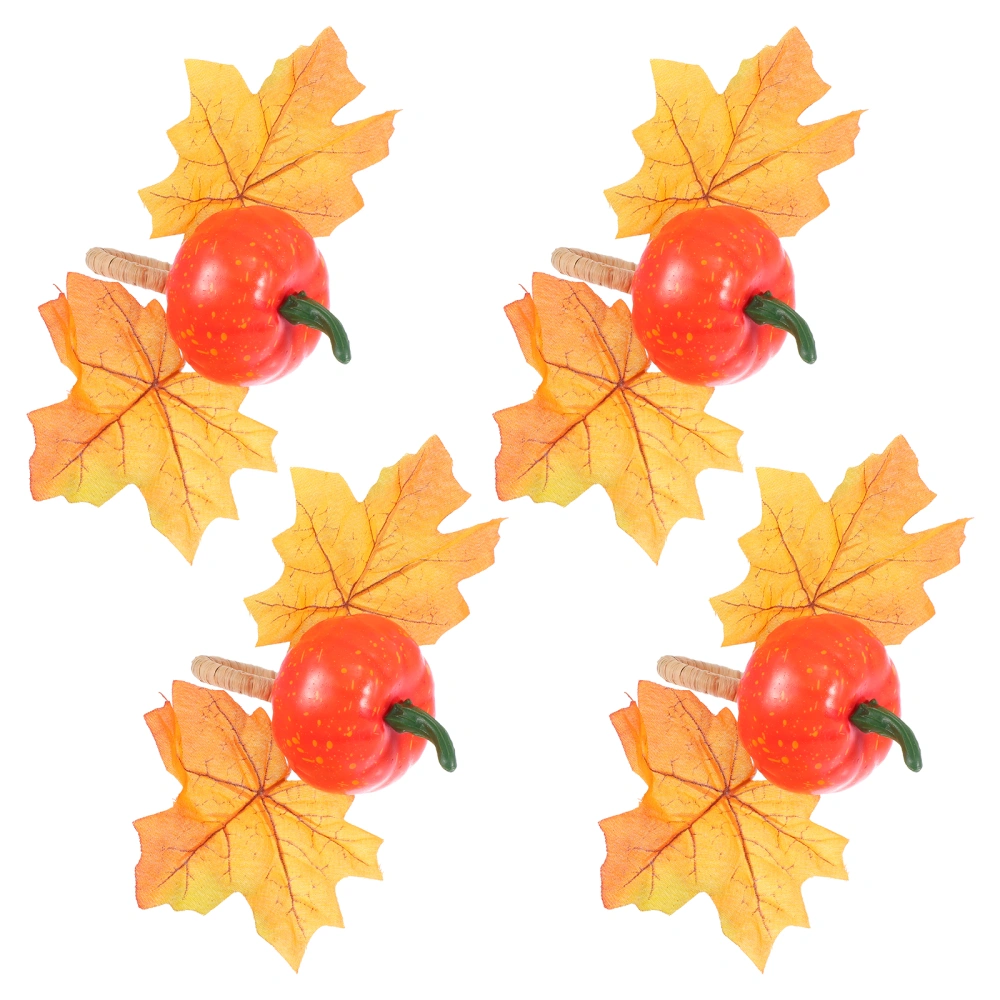 4pcs Halloween Pumpkin Shape Napkin Rings Creative Napkin Buckles (Assorted Color)