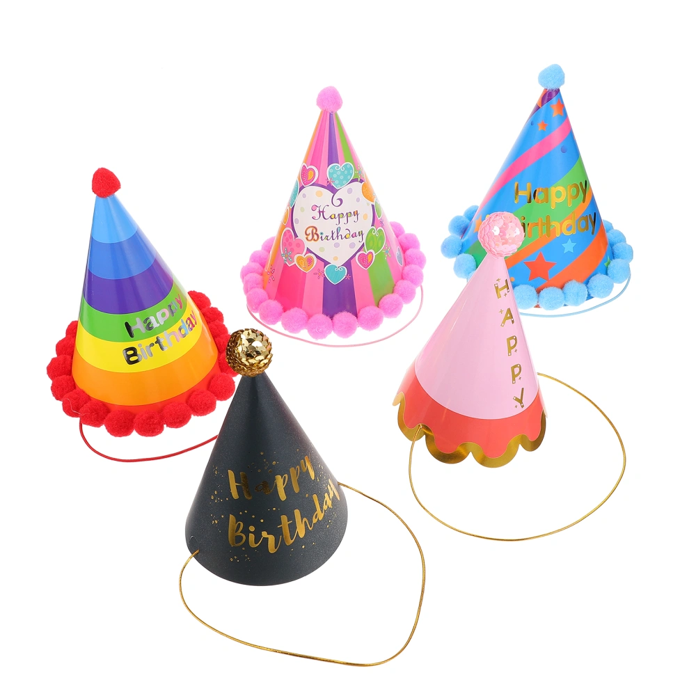 5Pcs Birthday Party Hats Birthday Cone Hats Versatile Birthday Hats Headdress Random Style