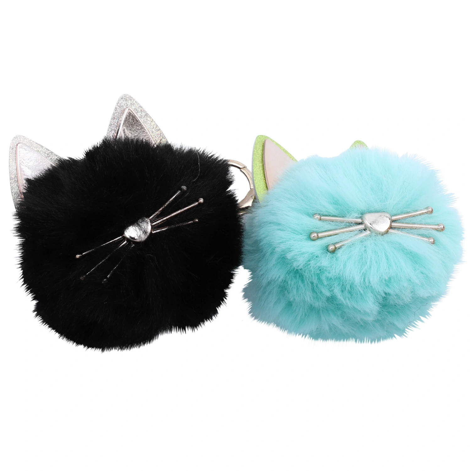 2pcs Plush Ball Key Chains Lovely Cartoon Bag Pendants Key Chains Bag Decors