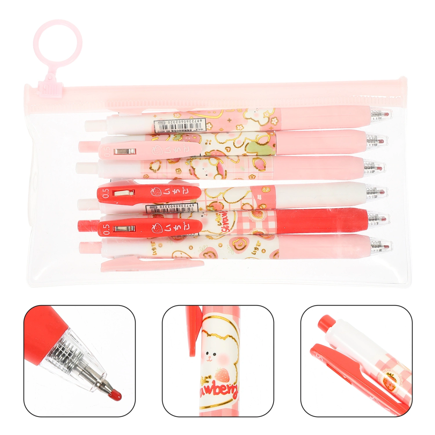 6pcs Novelty Signature Pens Note Taking Pens Press-type Writing Pens (Pink)