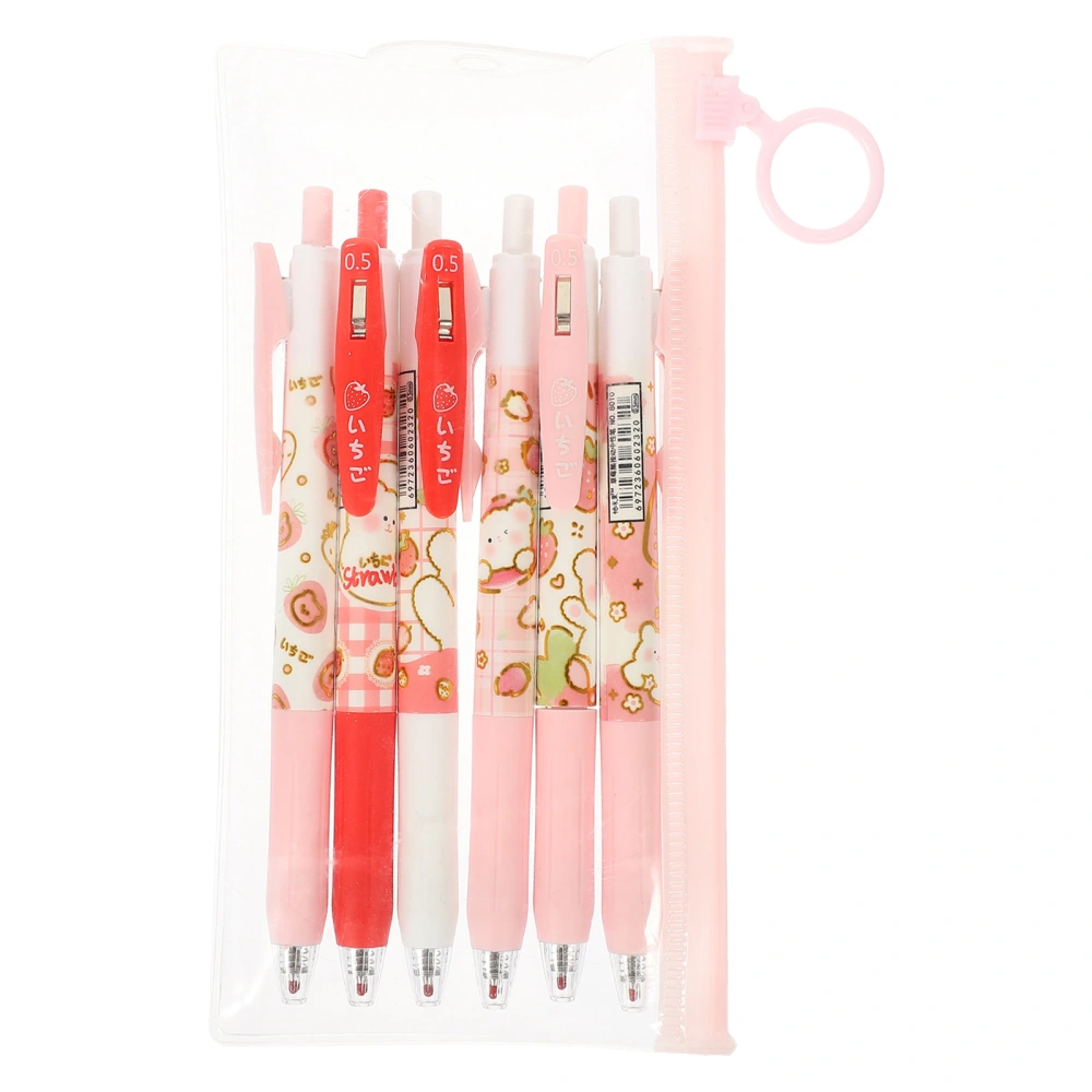 6pcs Novelty Signature Pens Note Taking Pens Press-type Writing Pens (Pink)