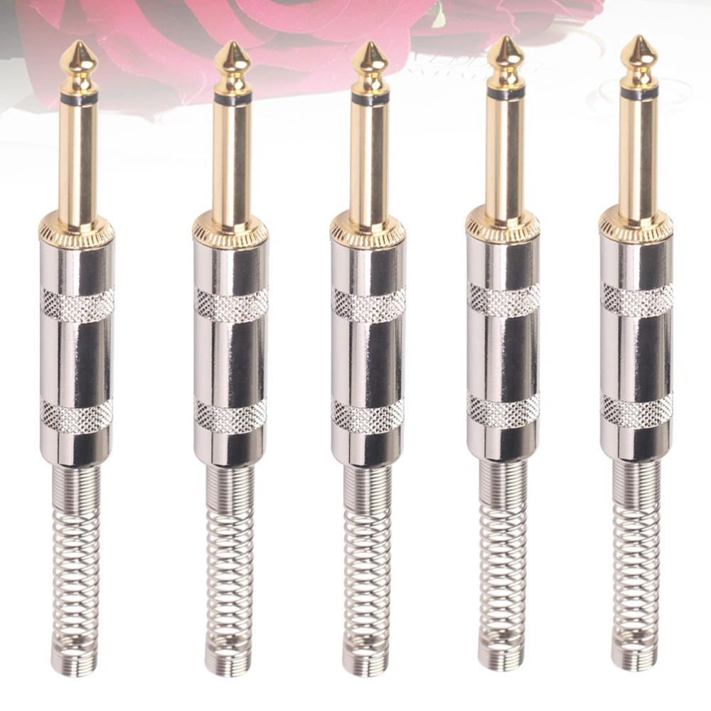 5PCS 6.35mm Interface Cable Adapter Jack Effect Pedal Connector Instrument Connector Pedal Board Accessories for Electric Guitar (Golden)